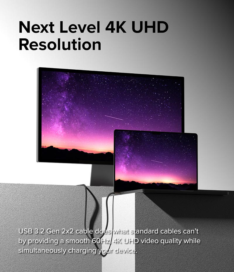 Cáp sạc nhanh 240W cho điện thoại/laptop/tablet RINGKE USB-3.2 Gen 2X2 USB-C Cable - Hàng Chính Hãng