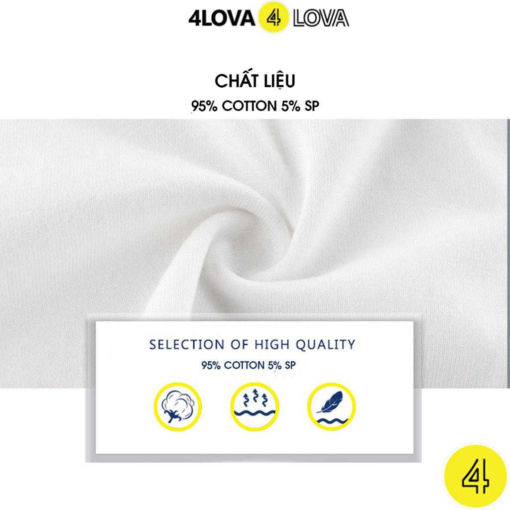 Áo thun cộc tay cho bé 4LOVA phối màu tay kiểu dáng basic từ 8 - 40kg hàng chính hãng