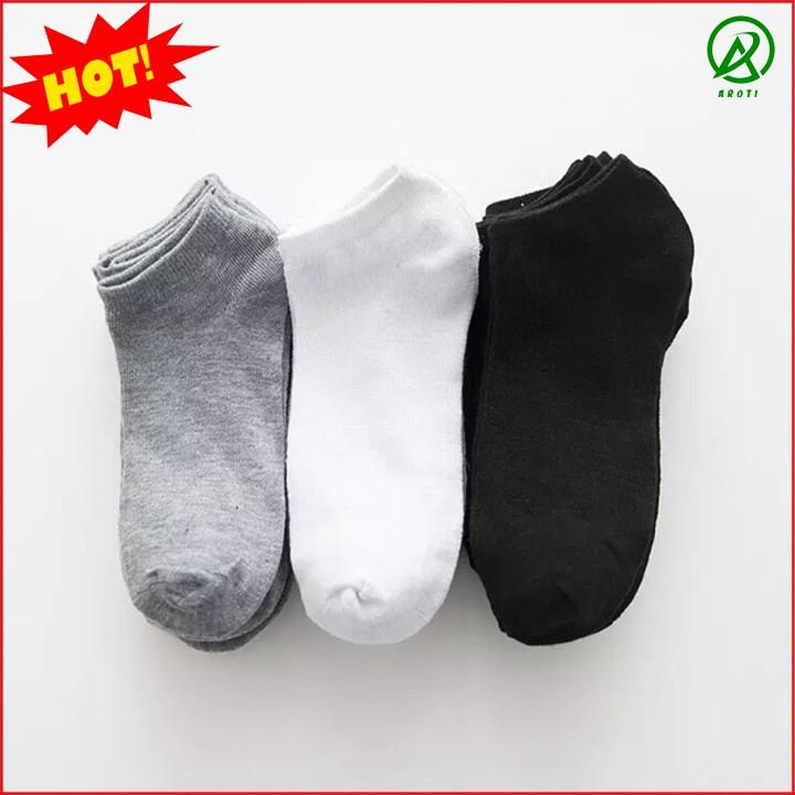 Combo 3 đôi Tất ngắn nam nữ Vớ thấp cổ 3 màu trơn chống hôi chân TAT004