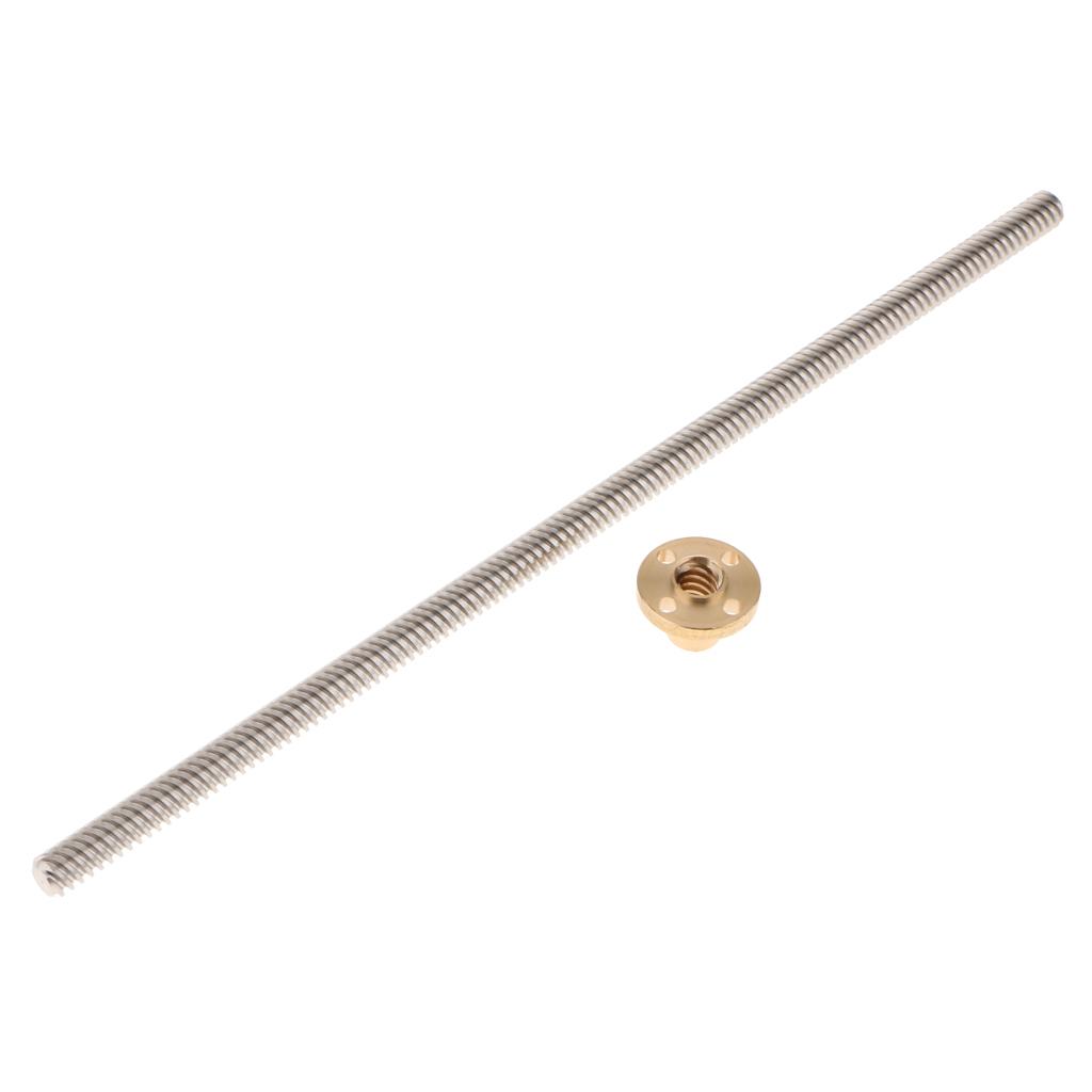T8 Stainless Lead Screw With Copper Nut For 3D Printer Kit Parts Dia 8mm
