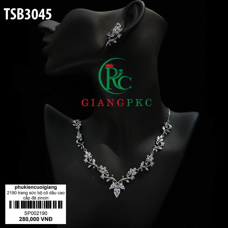 Trang sức bộ cô dâu đá cao cấp zincin sáng bóng lấp lánh đi chơi đi tiệc đều đẹp giangpkc 3045