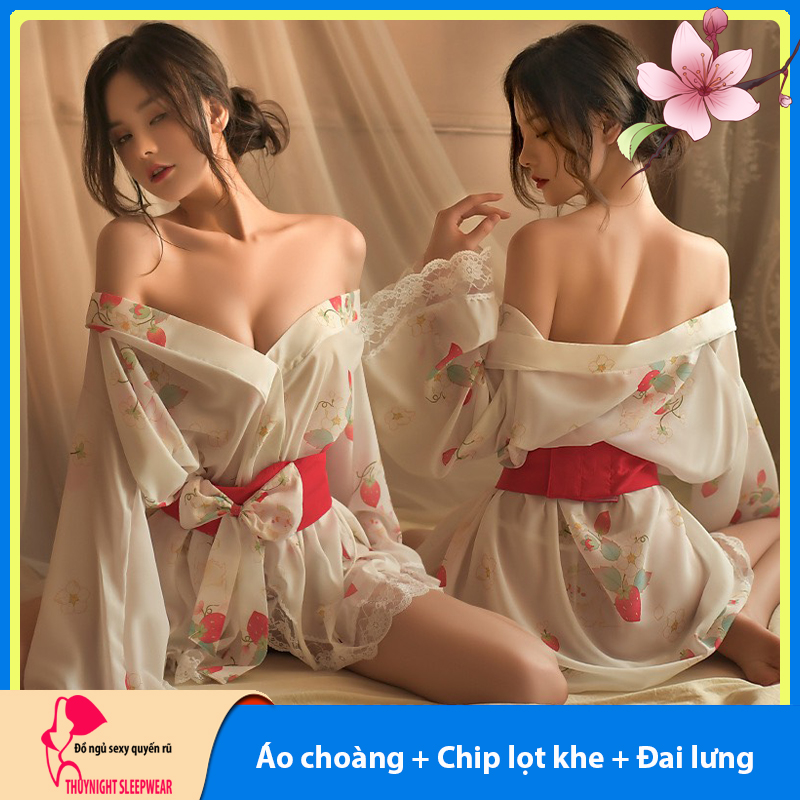 Váy ngủ áo choàng kimono cao cấp sexy P73 - Đầm ngủ kimono gợi cảm - Đồ ngủ nữ sexy