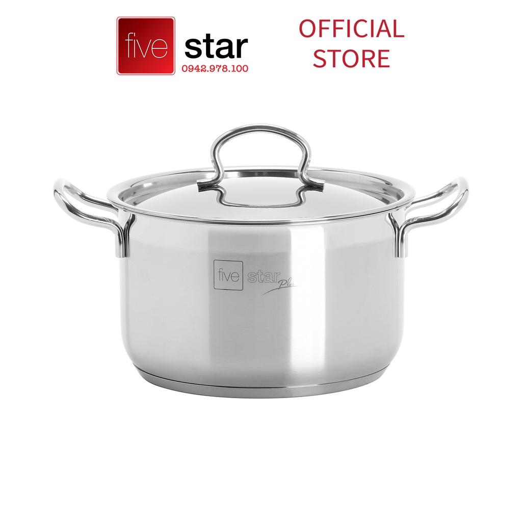 Bộ nồi chảo 3 đáy inox 304 FiveStar Plus vancover bếp từ nắp inox ( 1nồi16cm x 1nồi18cm x 1nồi20cmx 1nồi24cm x 1chảo24cm