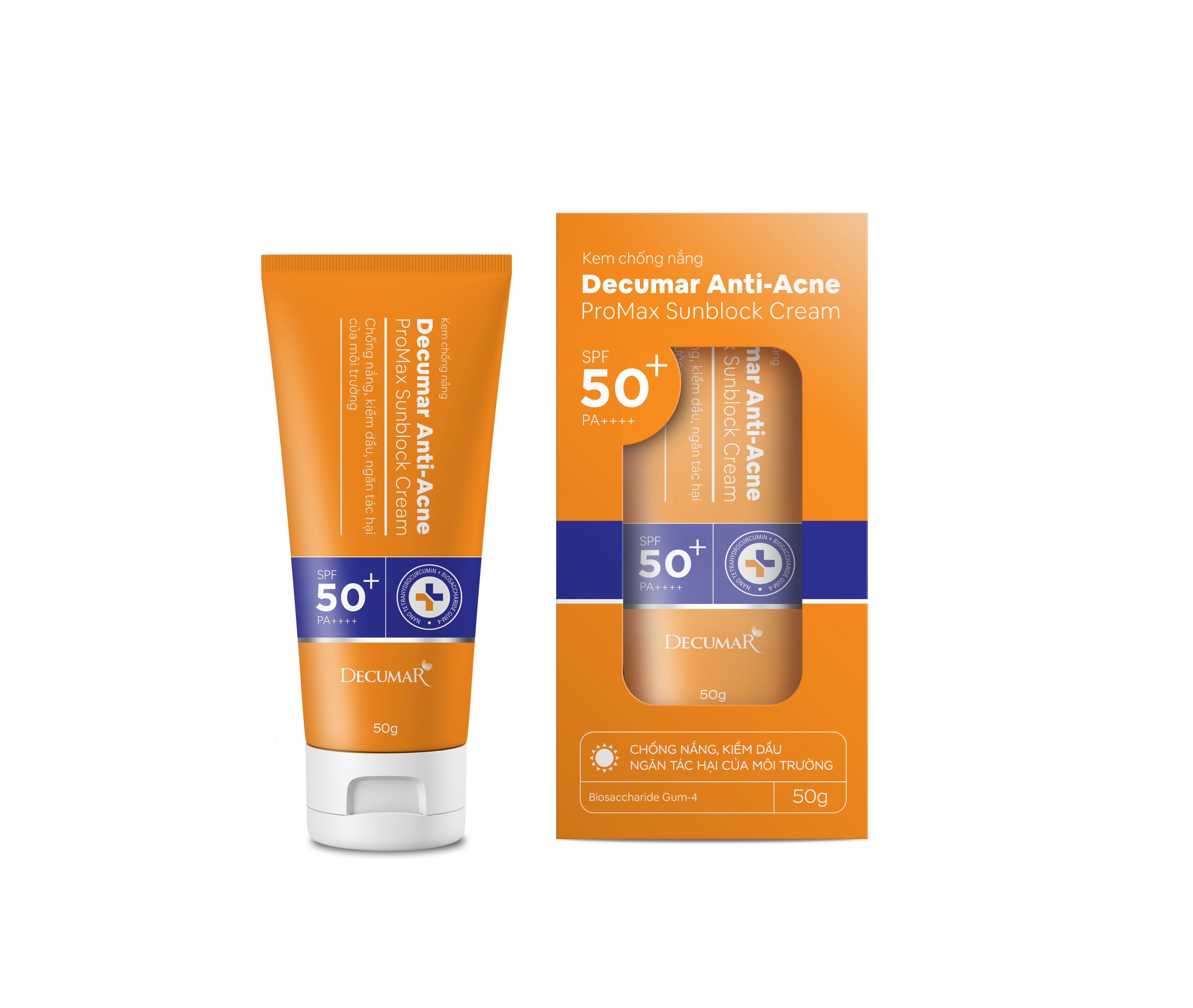 Kem chống nắng ngừa mụn, mờ thâm, ngừa sẹo, tái tạo da Decumar Anti-Acne Promax Sunblock SPF Cream SPF50+ 50g