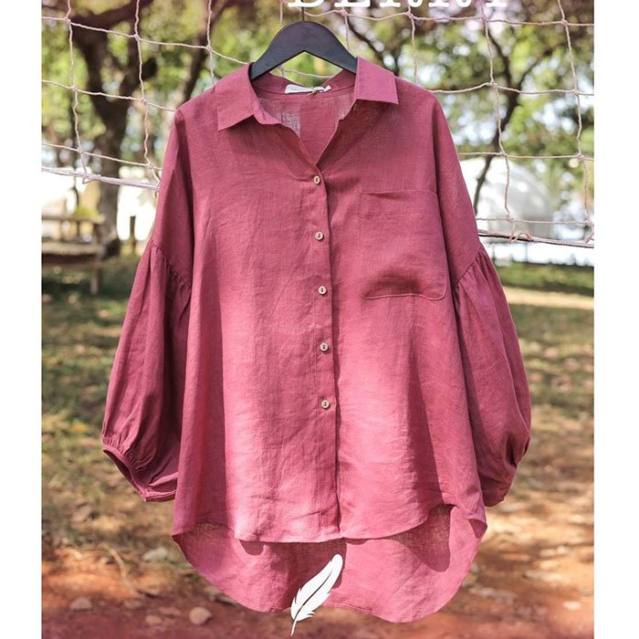 Áo sơ mi nữ form rộng tay phồng ArcticHunter chất Linen tưng Hàn mềm mát