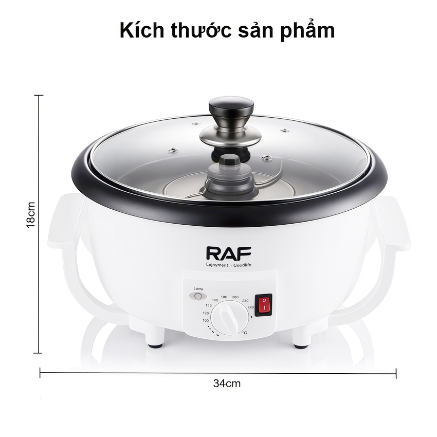 Máy rang hạt cà phê và các loại hạt tự động thương hiệu Pháp cao cấp RAF R.15601 - Công suất 800W - Hàng nhập khẩu