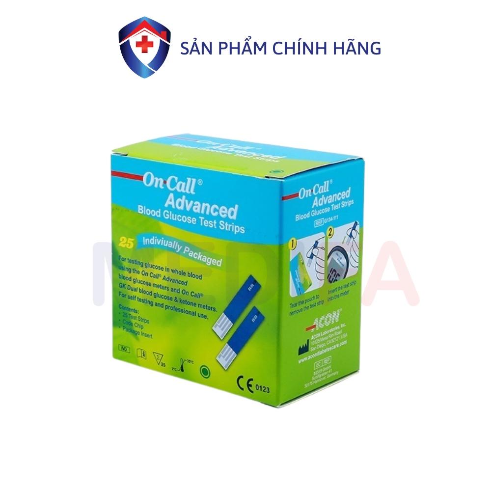 Máy Đo Đường Huyết On Call Advanced Kèm Hộp 25 Que Thử &amp; 25 Kim Chích Máu, BH Trọn Đời