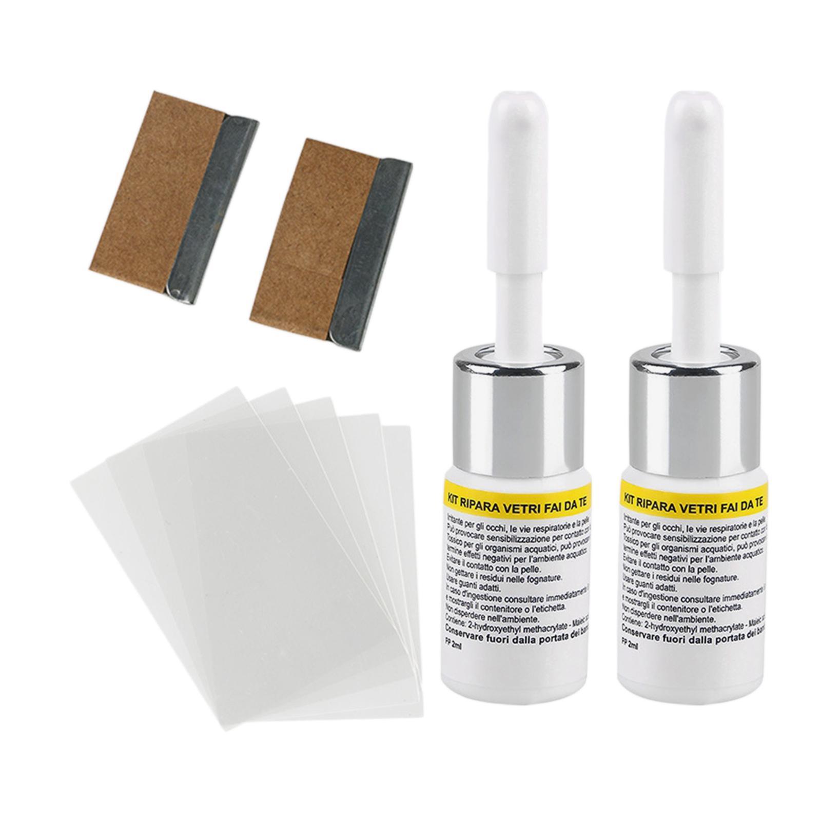 2x2Pcs Automotive Glass Repair Fluid Windshield Resin Crack Tool DIY Car Fix White