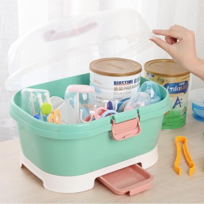Giá úp bình sữa dạng hộp Box cao cấp bảo quản bình sữa, núm ti khỏi bụi bẩn
