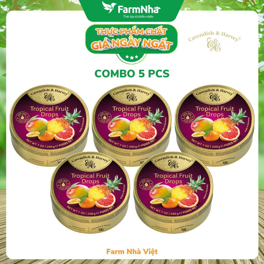 Kẹo trái cây Cavendish & Harvey vị TROPICAL FRUIT 200gr - Hương vị tự nhiên tuyệt vời từ Đức