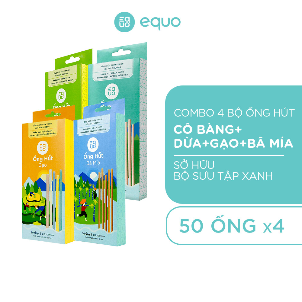 Combo 4 hộp ống hút EQUO 50 ống - Sở hữu bộ sưu tập xanh tiết kiệm lên đến 60k