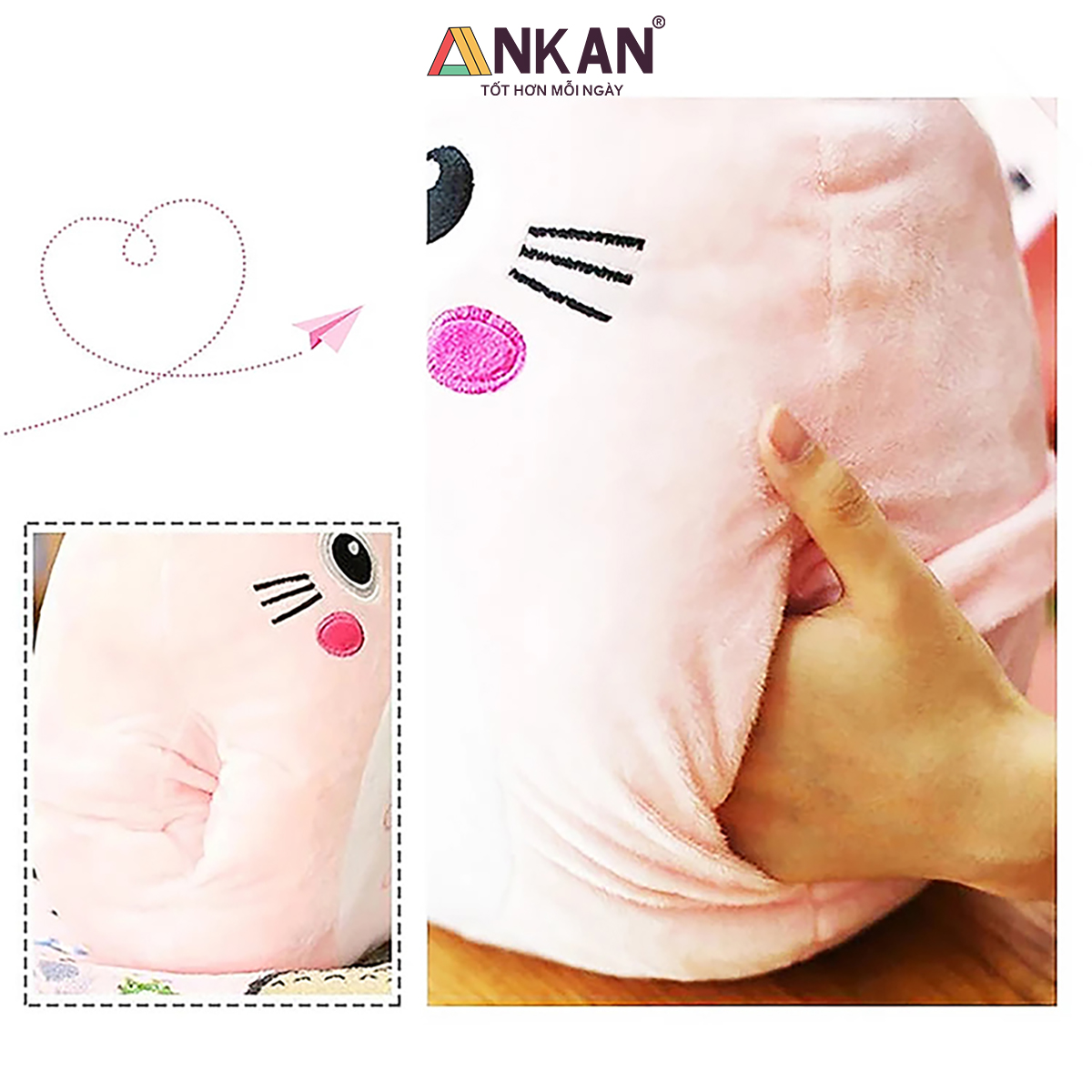 Bộ Chăn Gối Văn Phòng 3 Trong 1 Hình Thỏ Xám Và Thỏ Hồng TOTORO Xinh Đẹp