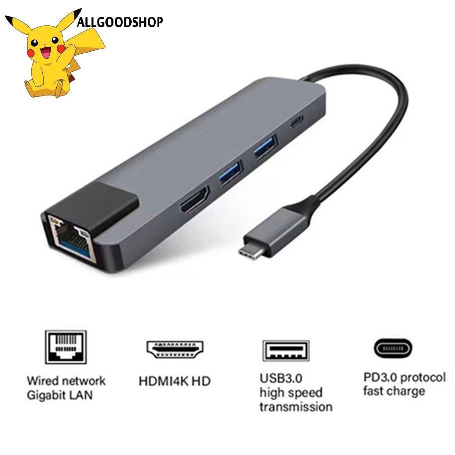 Bộ Chuyển Đổi Hub Usb Type C 5 Trong 1 Sang Hdmi / Rj45 / 2 X Usb 3.0