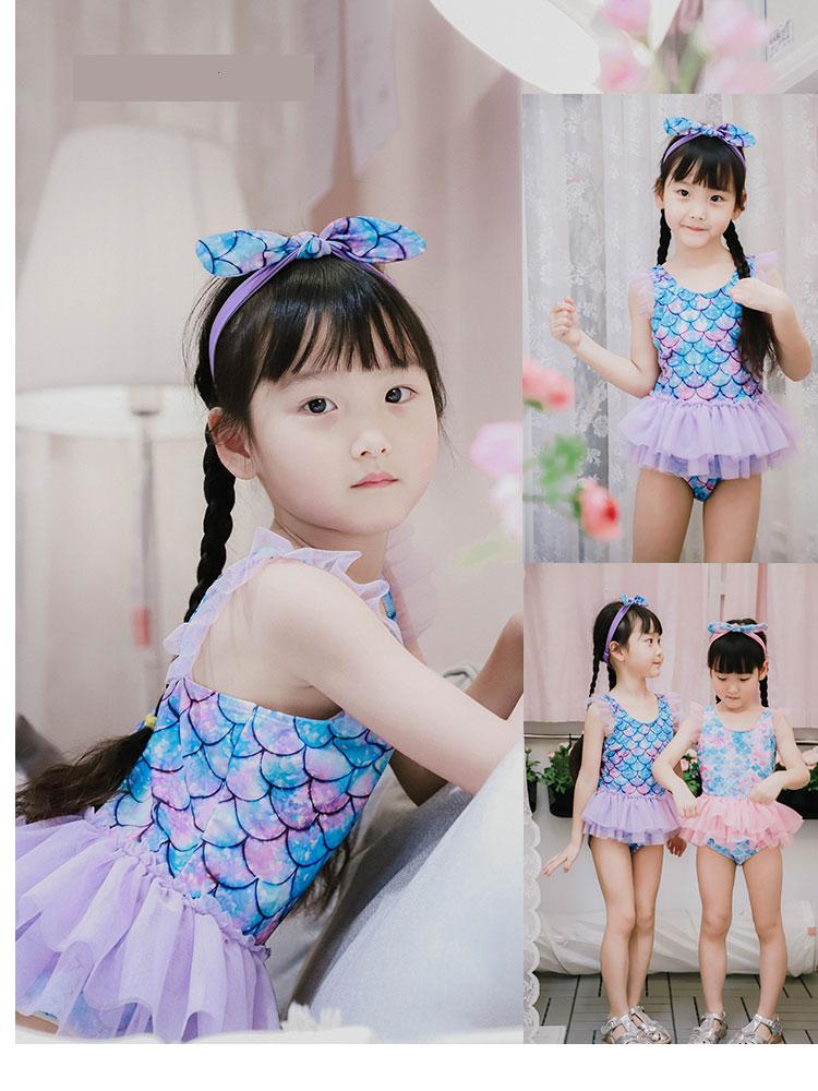 Năm 2021 Cô Gái Mới Cho Bé Nàng Tiên Cá Bơi Công Chúa Thời Trang Hoạt Hình Vảy Cá In Hình Váy Múa Một Mảnh Trẻ Em Đầm Voan Đồ Bơi