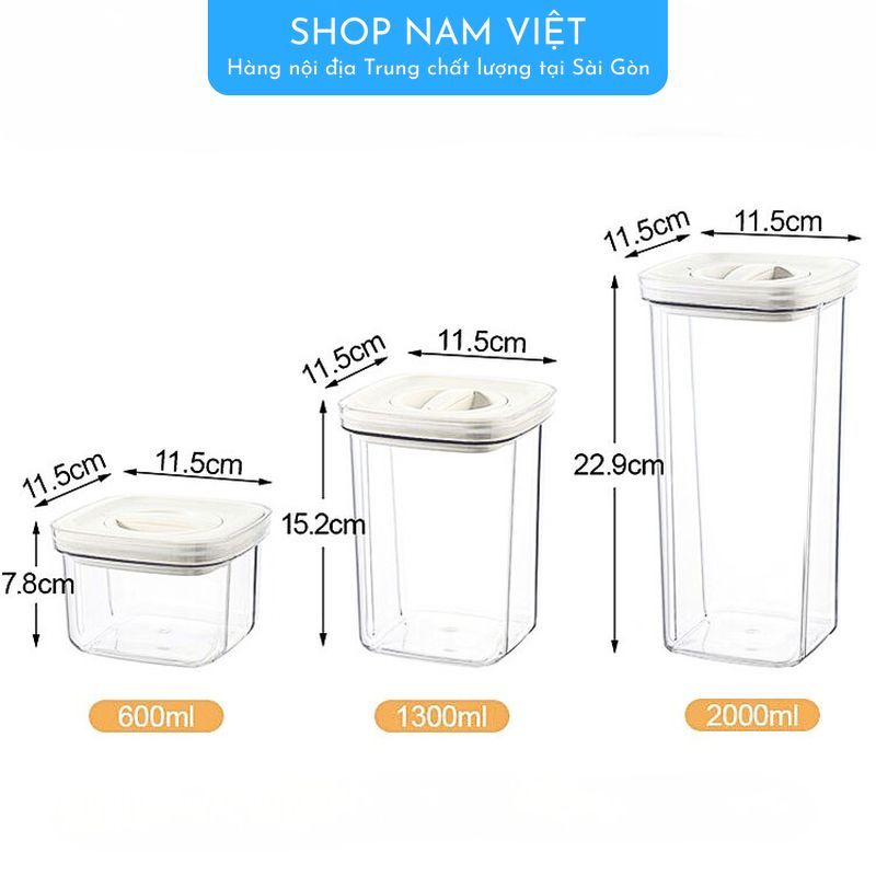 Hộp đựng đồ khô, bảo quản thực phẩm nắp vặn chân không nhiều kích cỡ