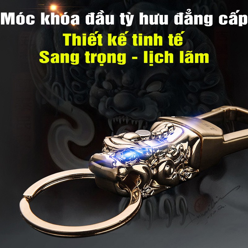 Móc Khoá Tỳ Hưu Phong Thủy Phát Tài Phát Lộc Mắt Đèn LED [ Siêu Chất Siêu Đẳng Cấp FULLBOX Video Ảnh Sản Phẩm