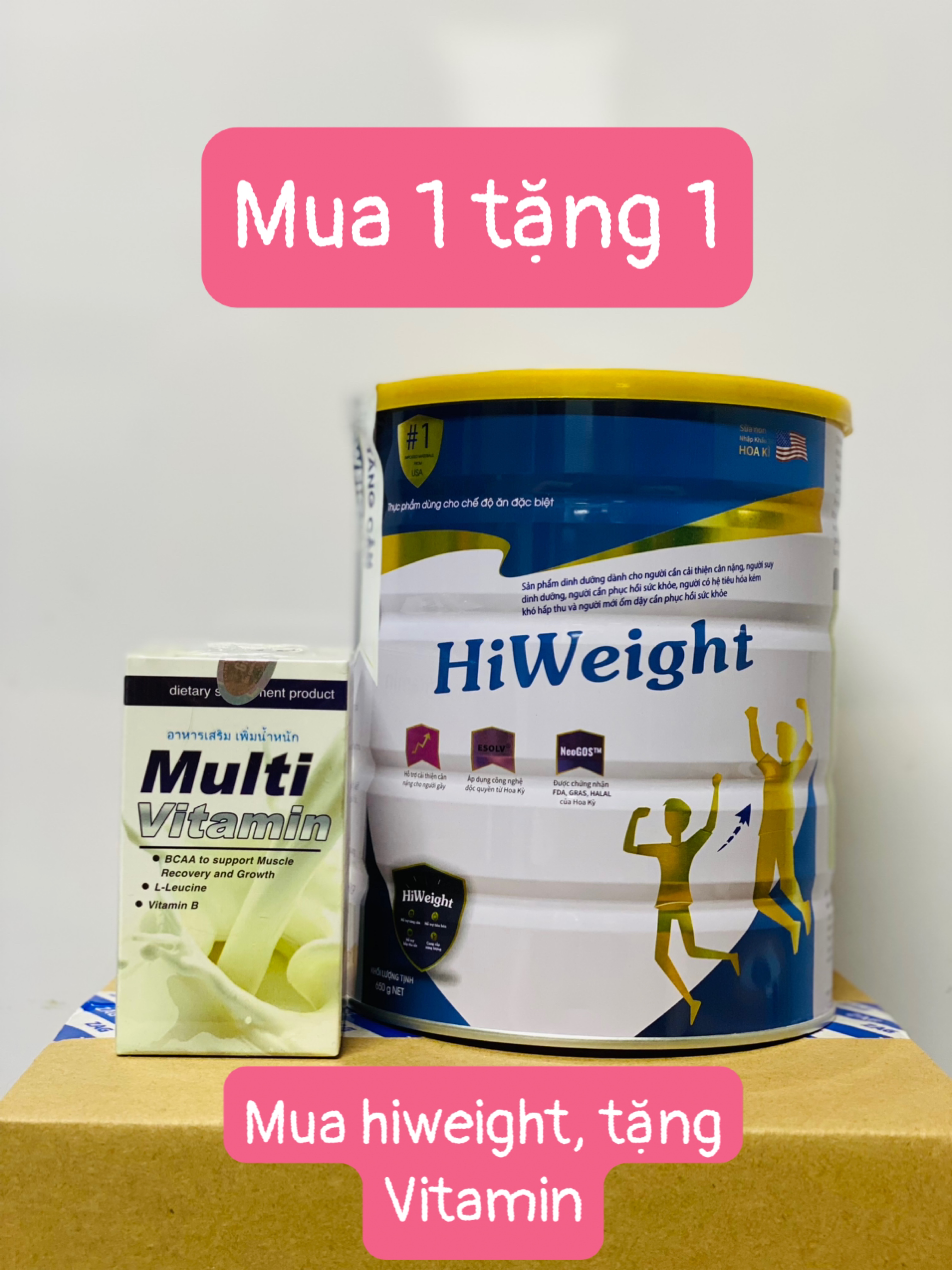 [Tặng 1 Vitamin] Sữa Tăng Cân Hiweight Lon Thiếc - Mẫu Mới 650g - Sữa Tăng Cân Hiệu Quả Cho Người Gầy