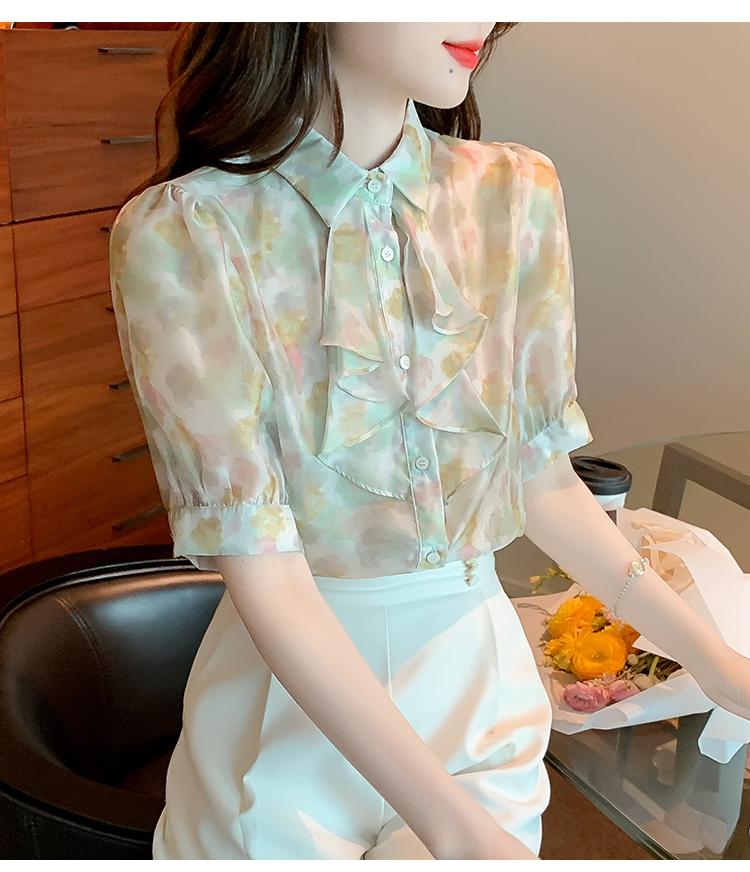 HÀNG QUẢNG CHÂU - ÁO SƠ MI VOAN HOA TAY LỠ PHỒNG NGỰC BÈO TIỂU THƯ - A63300