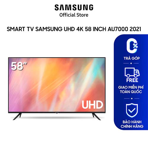 Smart TV Samsung UHD 4K 58 inch AU7000 2021 - Hàng chính hãng