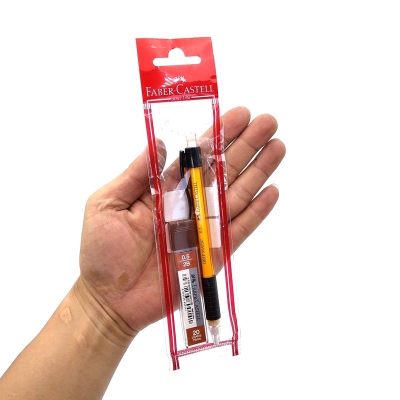 Vỉ Bút Chì Bấm HB 0.5 mm Grip Matic + Ruột Chì Faber-Castell 133800P (Mẫu Màu Giao Ngẫu Nhiên)