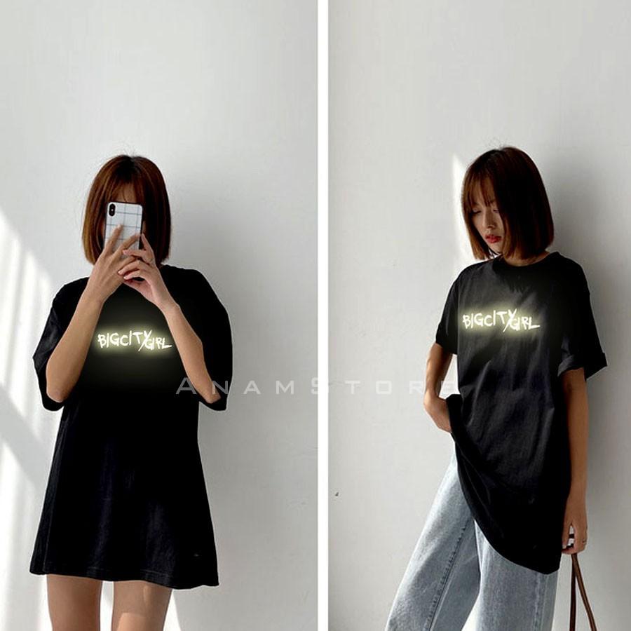 Áo thun phản quang tay lỡ nam nữ bigcitygirl