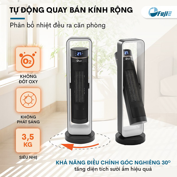 Quạt sưởi gốm Ceramic để sàn FujiE CH-2400 - Hàng Chính Hãng