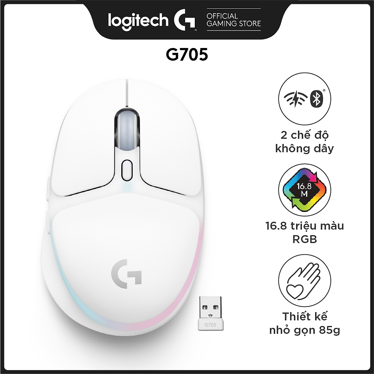 Bộ Sưu Tập Logitech Aurora - Chuột không dây G705, Tai nghe không dây G735 - Hàng Chính Hãng