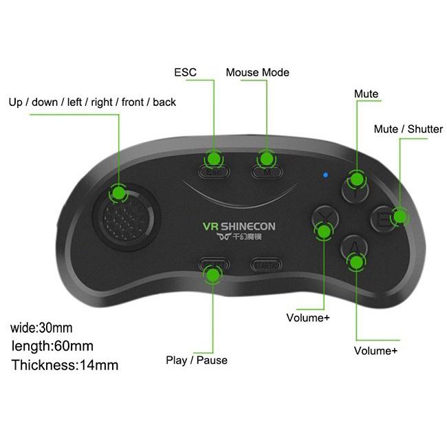 Combo Kính Thực Tế Ảo Xem Phim VR Shinecon 6.0 G06EB, Kính xem phim 3d VR Box + Tay cầm chơi game bluetooth 3.0