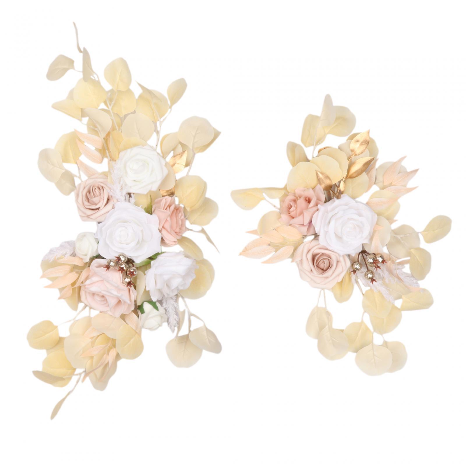 2Pcs Wedding Arch Flower Swag Handmade Hanging for Wedding Ceremony Backdrop