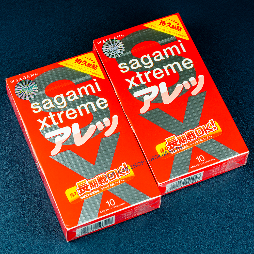 2 Hộp Bao Cao Su SAGAMI Xtreme Feel Long, Gai, Mẫu Mới, MADE IN JAPAN, Hàng Chính Hãng, 20 Cái