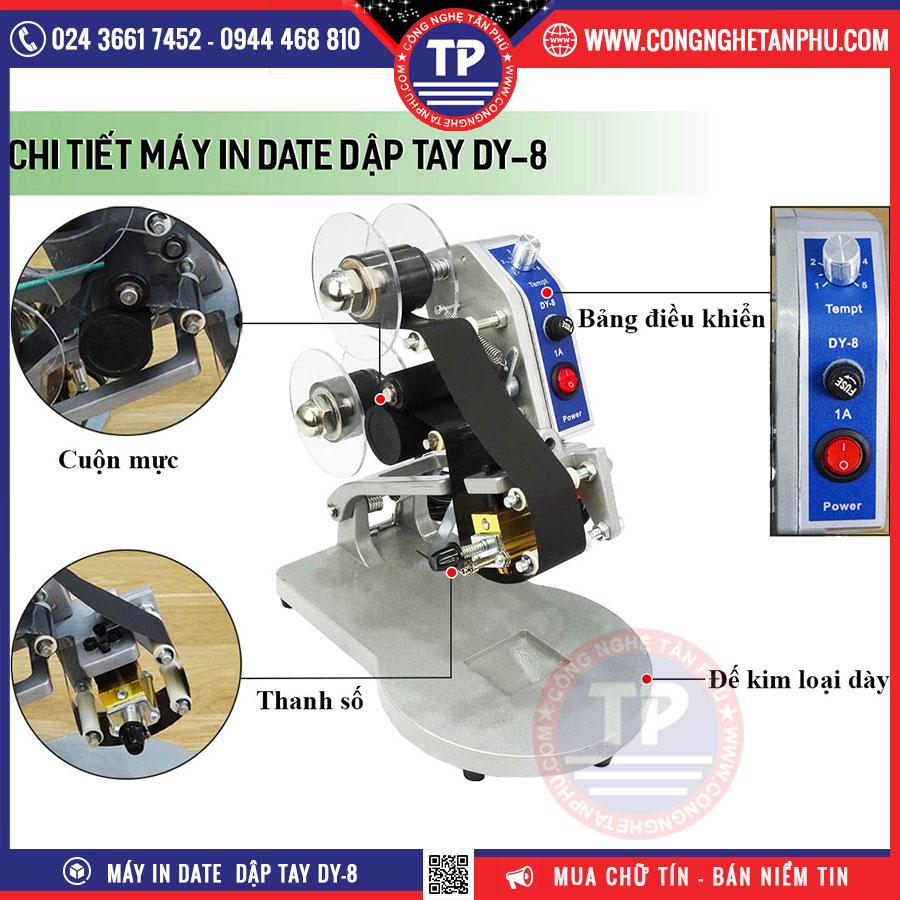 Máy in date dập tay DY8