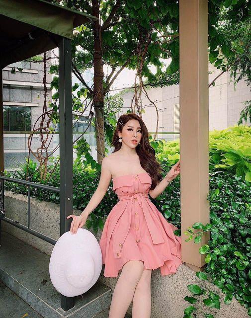 Đầm xòe cúp ngực cột nơ eo