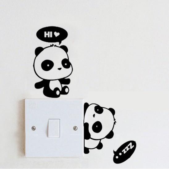 Miếng Dán Decal Hình Gấu Trúc Dễ Thương Trang Trí Nhà Cửa, Ổ Cắm Điện, Cửa Kính FD01