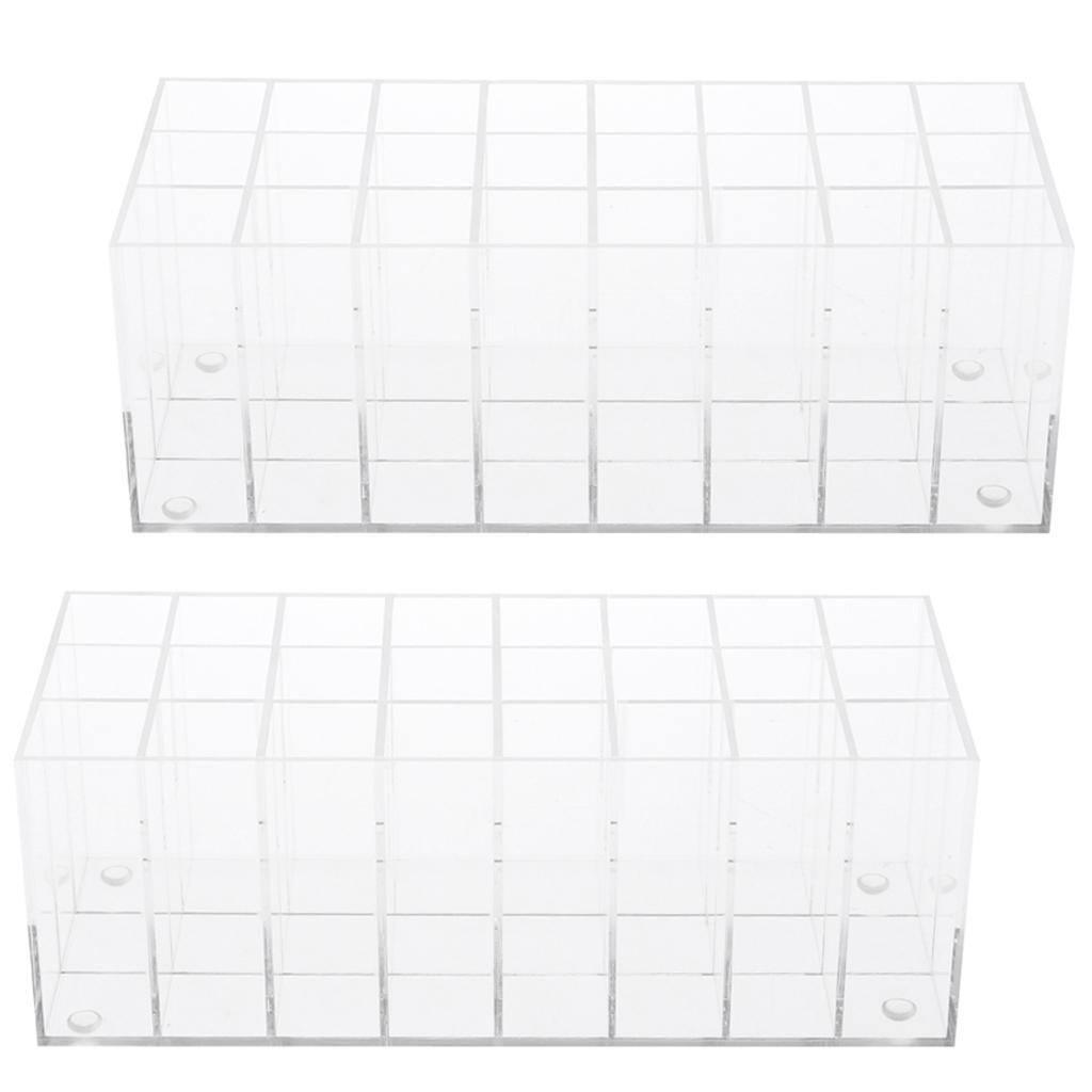 2x Lipstick Holder Lip Gloss Display Stand 24 Grids Acrylic Makeup Organizer