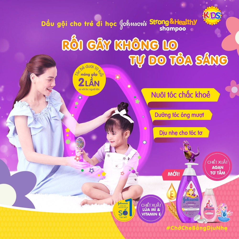 Dầu Gội Giúp Tóc Chắc Khỏe Cho Bé Gái Johnsons Active Kids Strong Healthy Shampoo - Dung tích 500ml