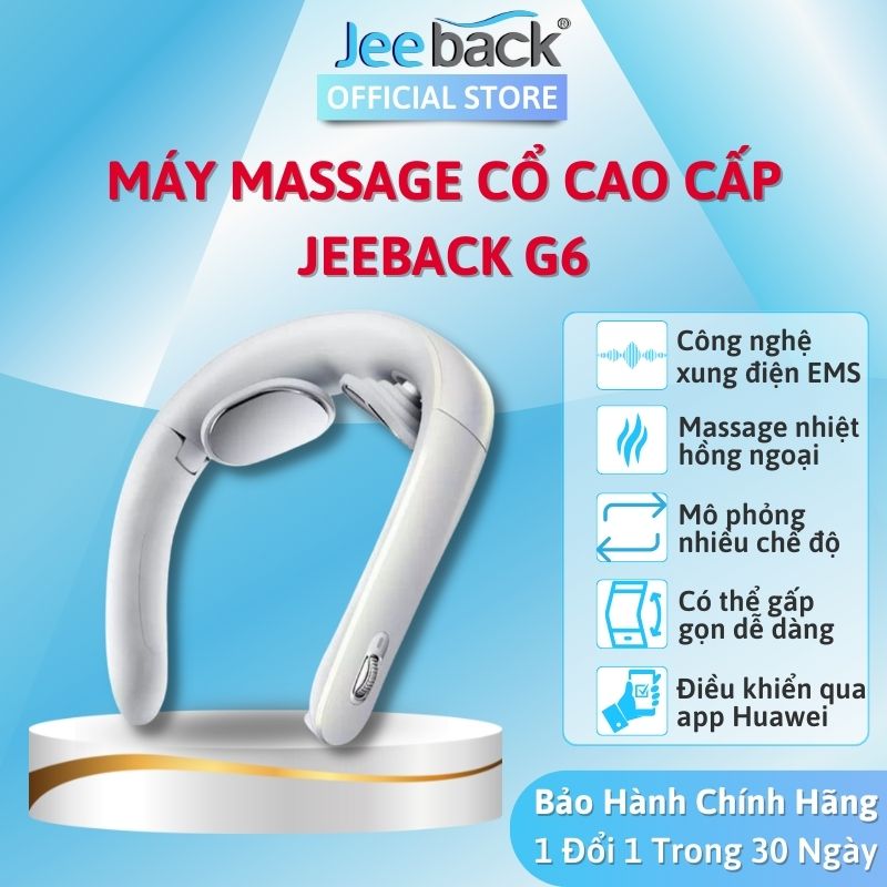 Máy massage cổ gấp gọn Jeeback G6 nhỏ gọn thanh lịch có thể đeo khi làm việc, 4 vùng nhiệt nóng và nhiều chế độ massage