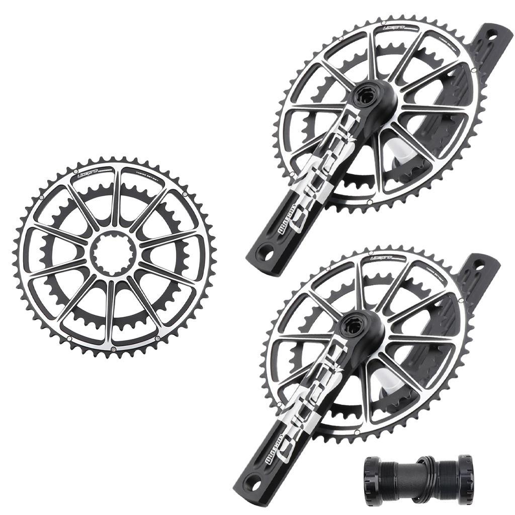 Lightweight 170mm Crankset, 130 BCD Mountain Road Bike Chainring 53-59T Round Chainwheel High Strength Crankarms