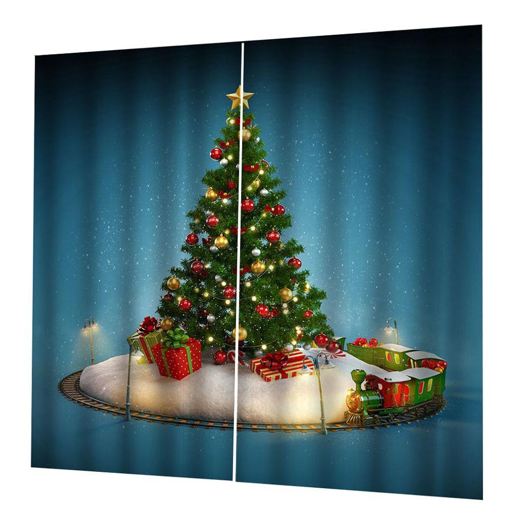 2pcs/ Christmas Living Room Bedroom Window Drapes Decor Curtains