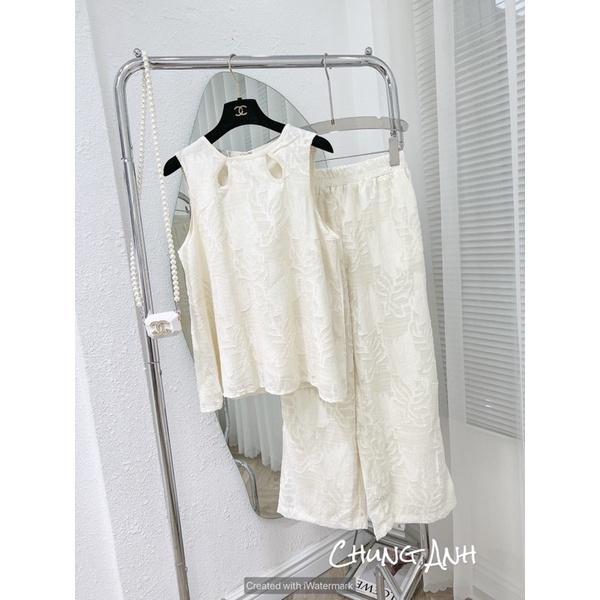 Set bộ áo quần lá suông khoét cổ