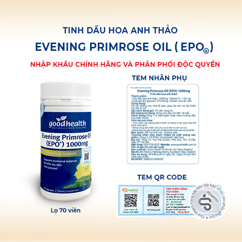 Combo 2 hộp thực phẩm chức năng Tinh dầu Hoa Anh Thảo Goodhealth Evening Primrose Oil 1000mg (70 viên) - Nhập khẩu New Zealand