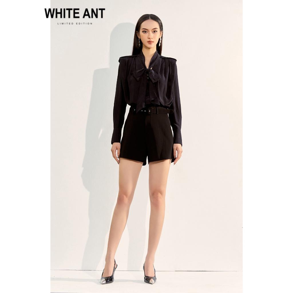 Áo Sơ Mi Nữ Dài Tay WHITE ANT Thiết Kế Cổ Nơ, Vai Vuông Có Đệm Tinh Tế, Chất Liệu Lụa Acetate Nhân Tạo 170300162