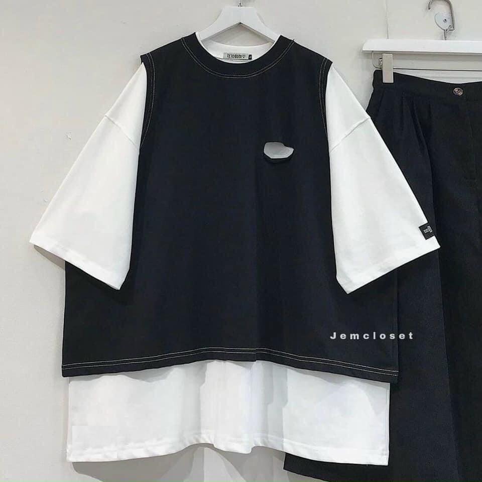 Áo gile đen unisex style Hàn Quốc (kèm áo trong