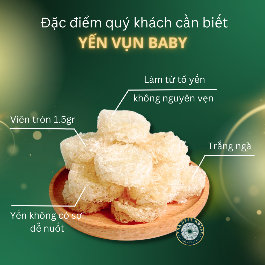 Tổ yến sào baby vụn tinh chế cao cấp nguyên chất cho bé và người lớn kèm nguyên liệu chưng yến