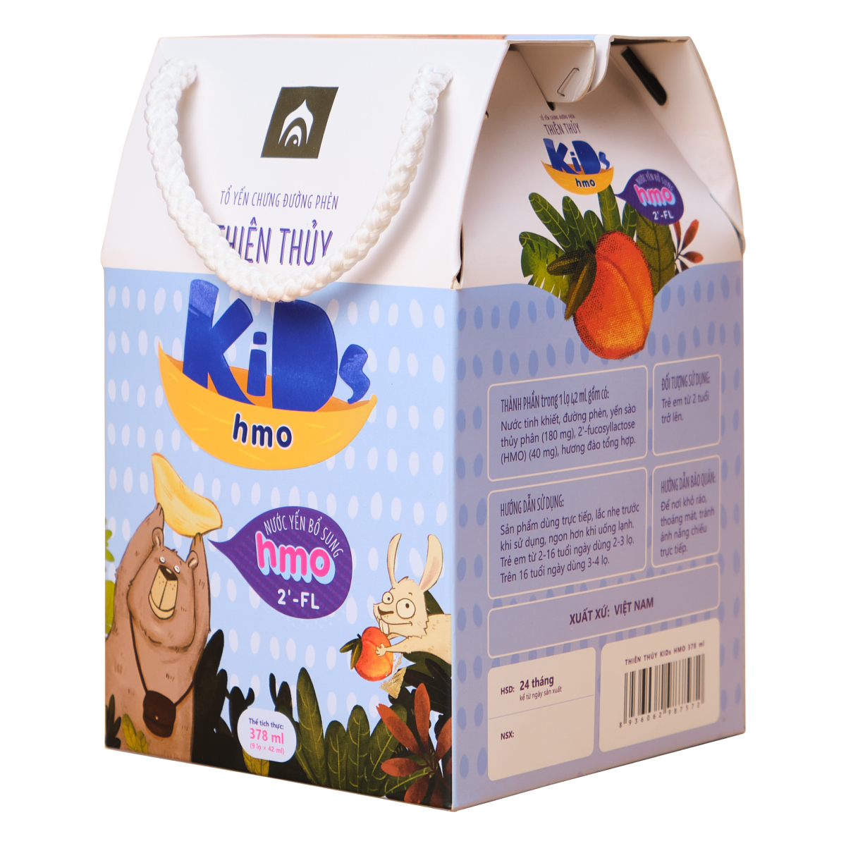 Nước Yến Sào Cho Bé Thiên Thủy Kids Hmo - Nhà Yến Nha Trang - Hộp 9 Lọ - Nước Yến Chưng Sẵn - Tổ Yến Chưng Đường Phèn - Yến Trẻ Em - Hàng Chính Hãng