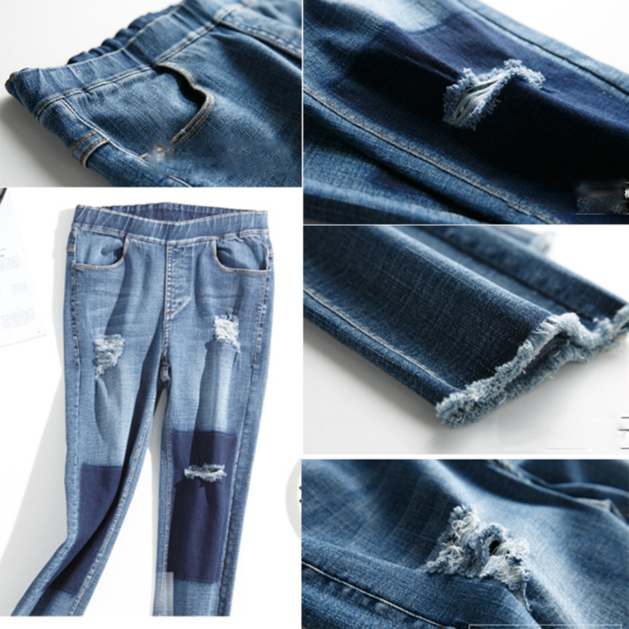 Quần Jeans nữ rách chân tua rua