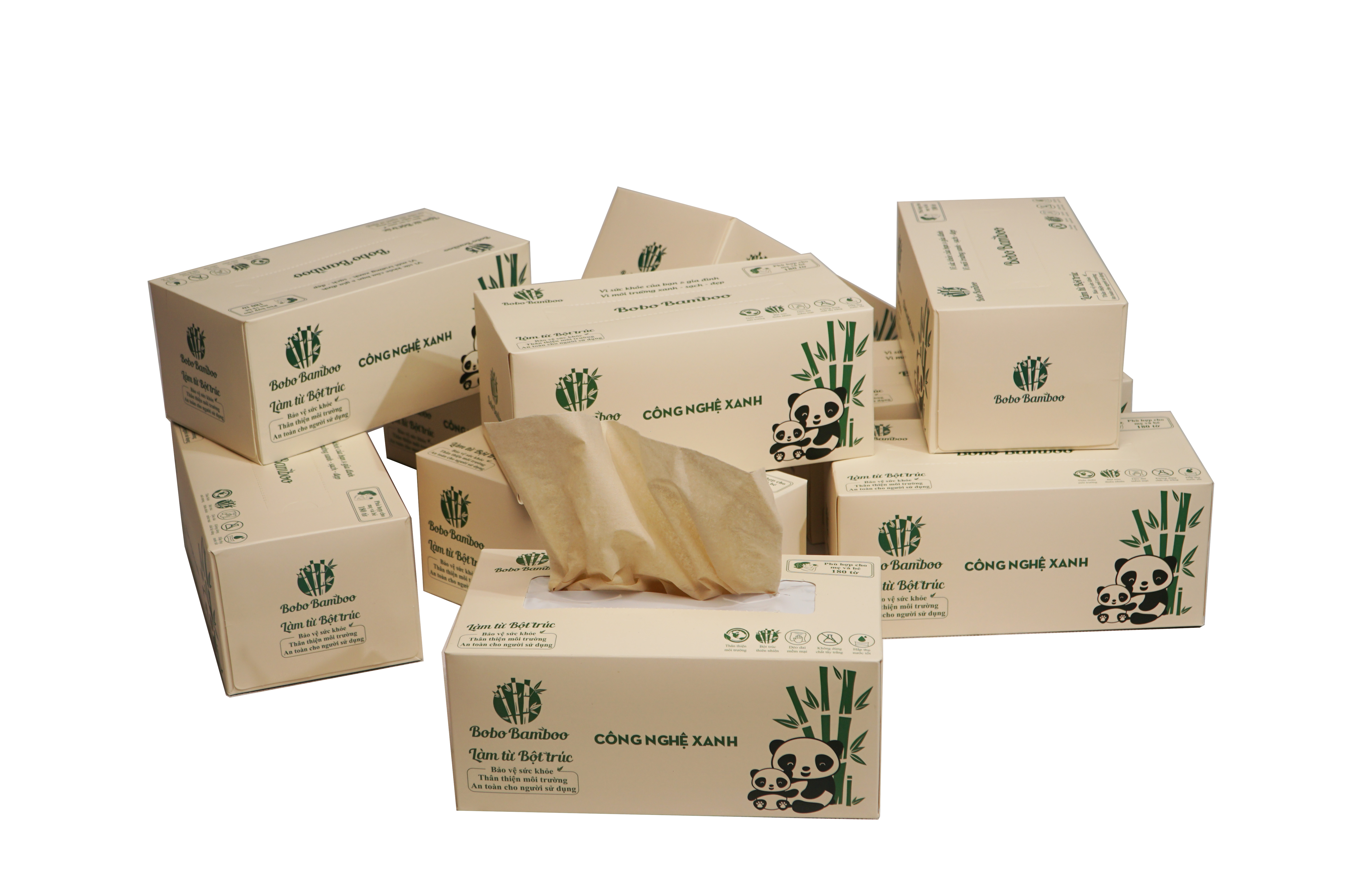 5 Hộp Giấy Gấu Trúc BOBO BAMBOO Cao Cấp 100 tờ Siêu Dai