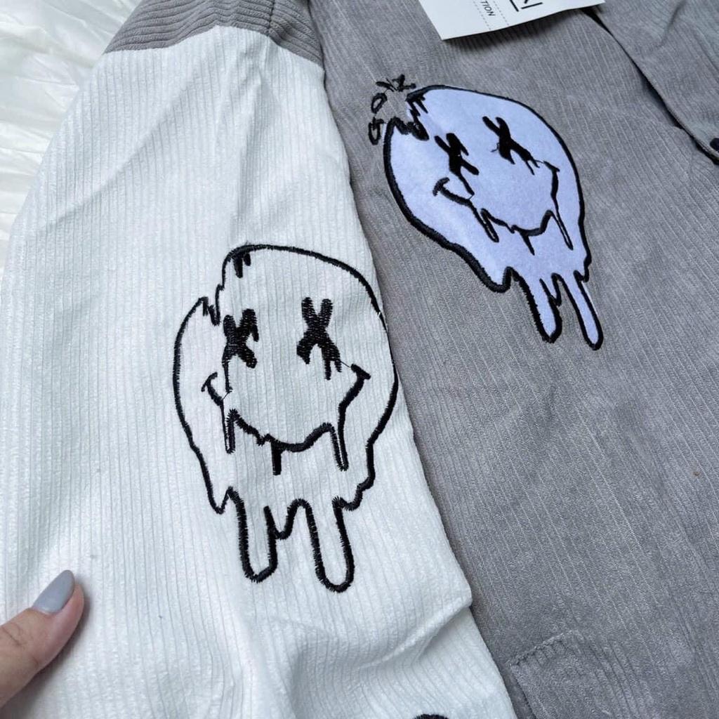 Áo Khoác Bomber Nhung Gân Tăm Thêu G-SMILE Jacket Varsity GONZZ Unisex Form Rộng Ulzzang NUPAKACHI