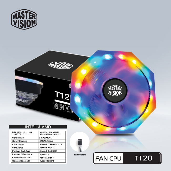 QUẠT TẢN NHIỆT ĐA NĂNG MASTER VISION T120 LED RGB hoangnhan - HÀNG CHÍNH HÃNG