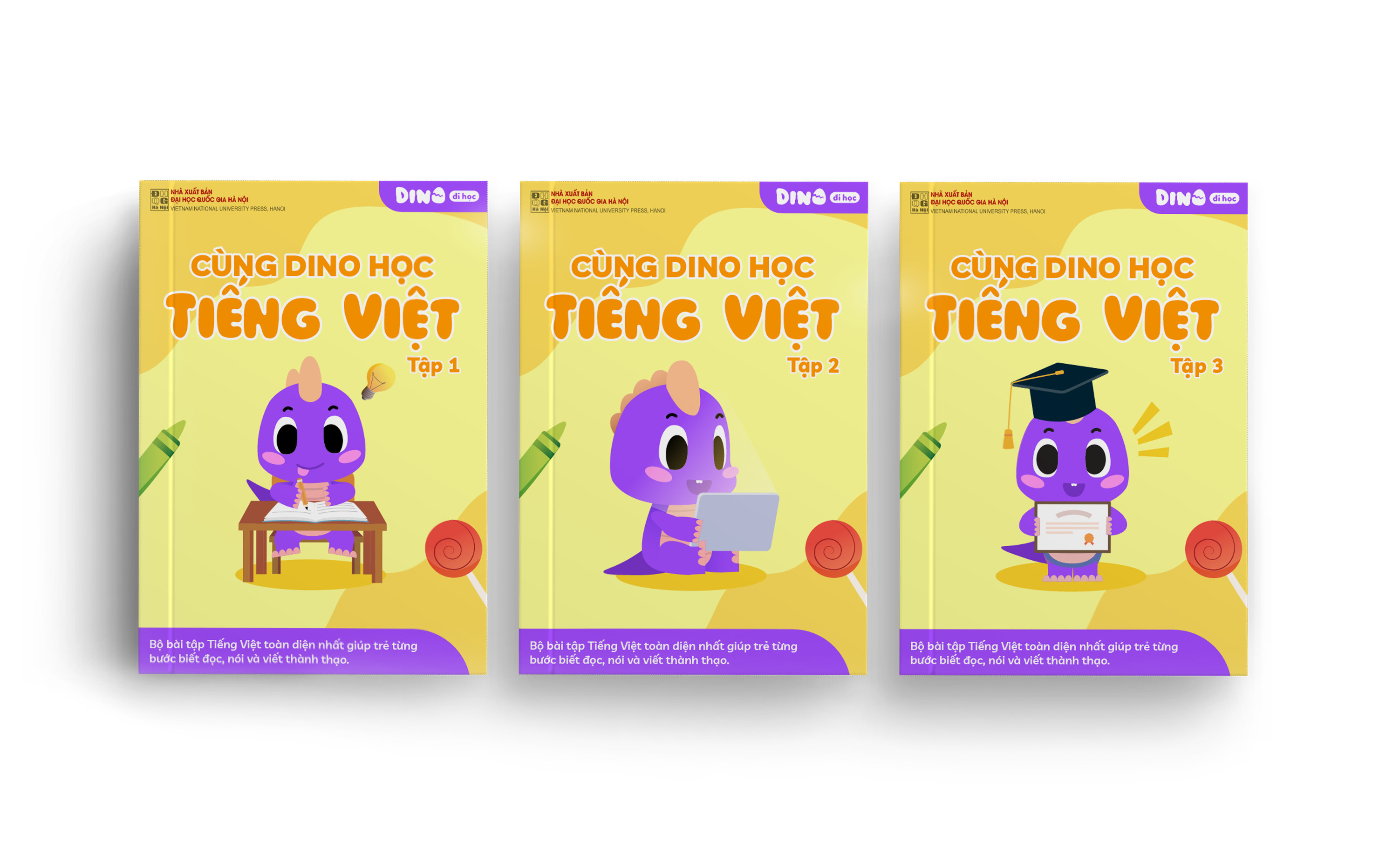 Sách bổ trợ Dino Đi Học - Cùng Dino học Tiếng Việt Tập 1, 2, 3 cho trẻ 3-6 tuổi