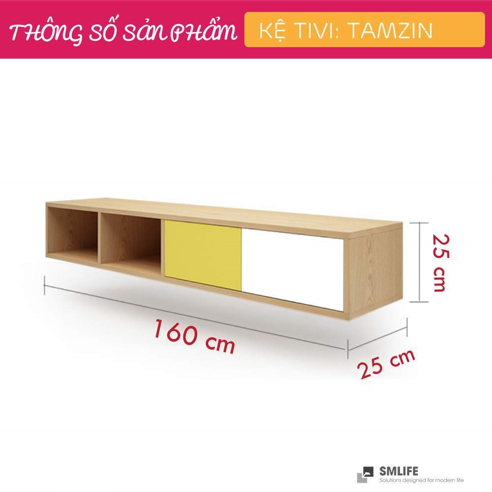 Kệ Tivi gỗ hiện đại SMLIFE Tamzin | Gỗ MDF dày 17mm chống ẩm | D160xR25xC25cm